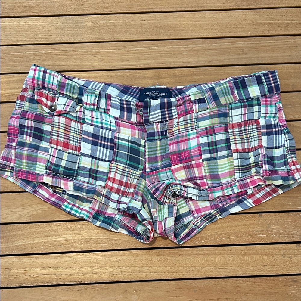 American Eagle Outfitters Women's Plaid Cargo Shorts - Multicolor